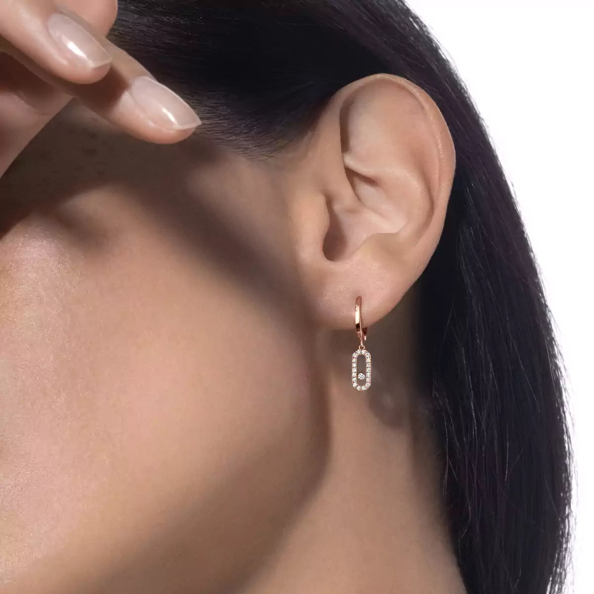 [Am Jewelry]Move Uno Single Diamond Hoop Earring