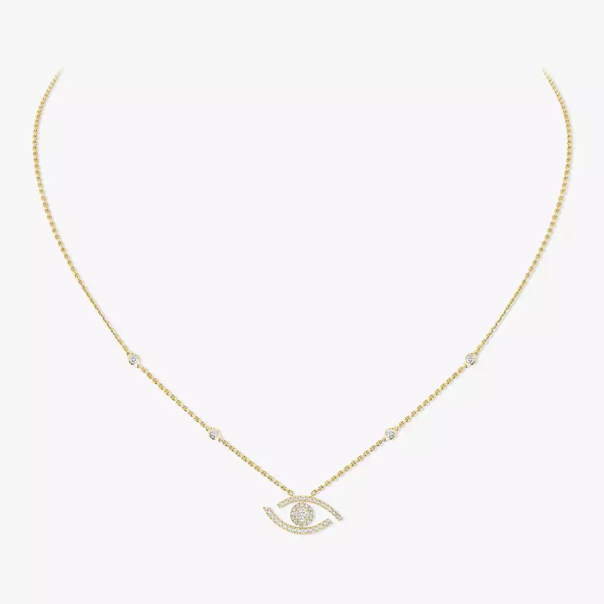 [Am Jewelry]Pave_ Diamond Necklace Lucky Eye