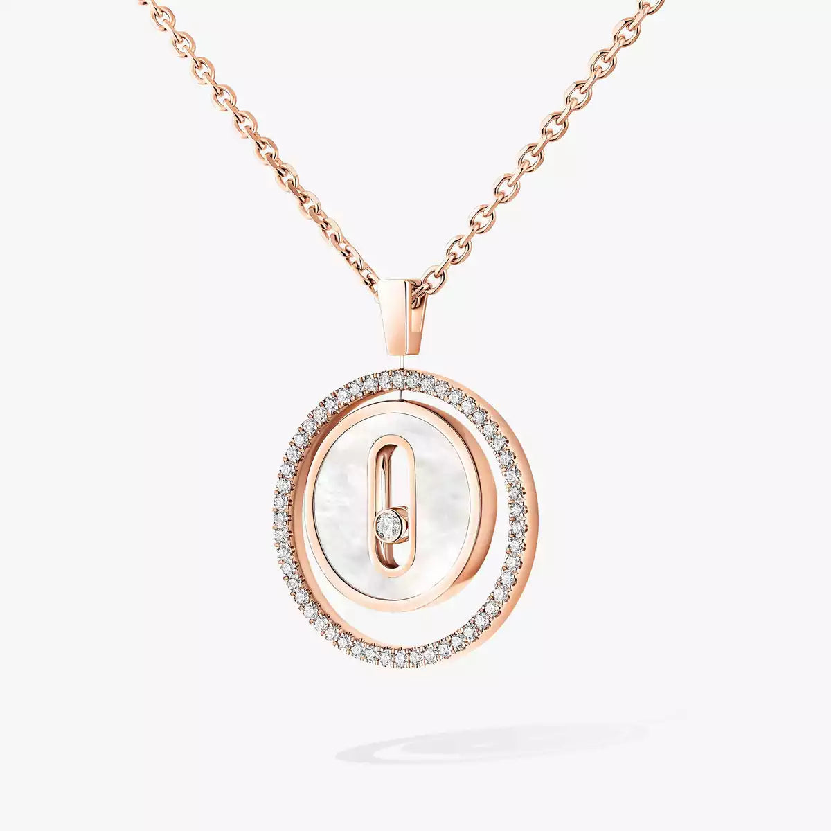 [Am Jewelry]Lucky Move Diamond Necklace in Rose Gold and White Mother-of-Pearl
