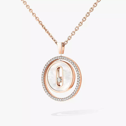 [Am Jewelry]Lucky Move Diamond Necklace in Rose Gold and White Mother-of-Pearl