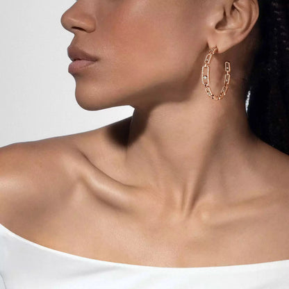 [Am Jewelry]Move Link Diamond Hoop Earrings