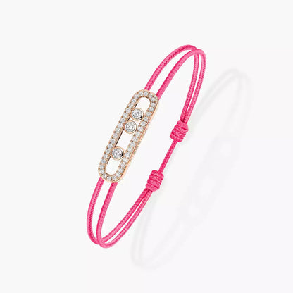 [Am Jewelry]Messika Care(s) pink cord pavé bracelet