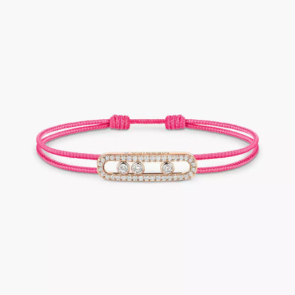 [Am Jewelry]Messika Care(s) pink cord pavé bracelet