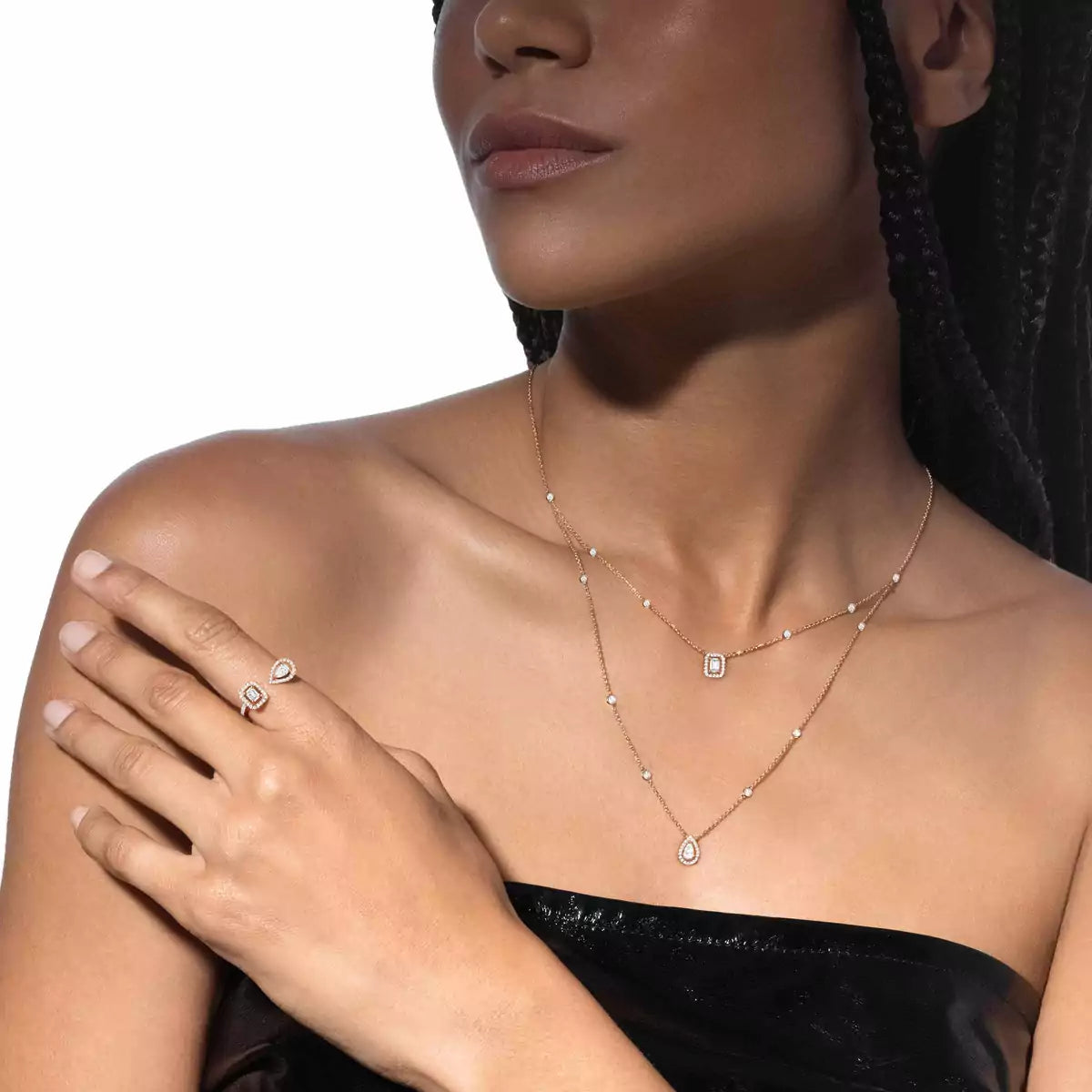 [Am Jewelry]Diamond Necklace My Twin 2 Rows