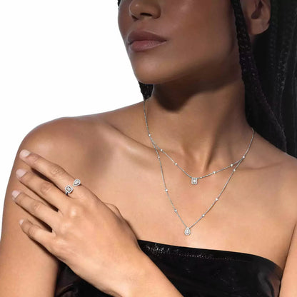 [Am Jewelry]Diamond Necklace My Twin 2 Rows