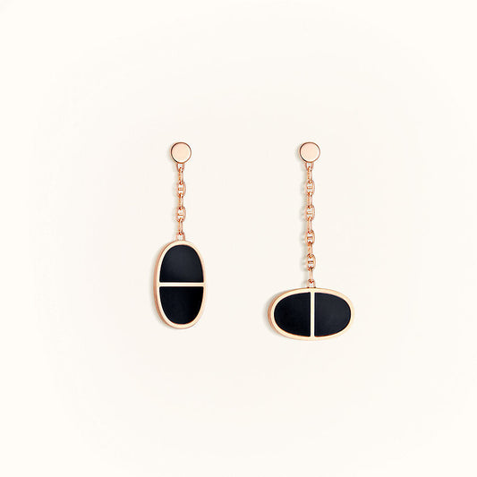 [Am jewelry]CHAINE VERSO BLACK CERAMIC EARRINGS