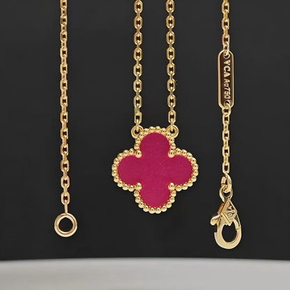[AM Jewels] NEW CLOVER 15MM PINK ENAMEL NECKLACE