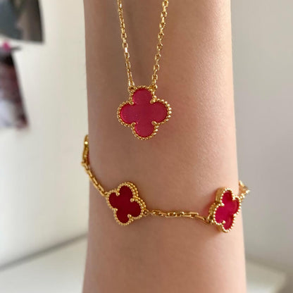 [AM Jewels] NEW CLOVER 15MM PINK ENAMEL NECKLACE