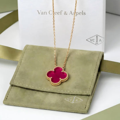 [AM Jewels] NEW CLOVER 15MM PINK ENAMEL NECKLACE
