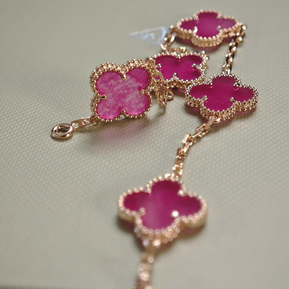 [AM Jewels]NEW CLOVER 5 MOTIFS PINK ENAMEL BRACELET