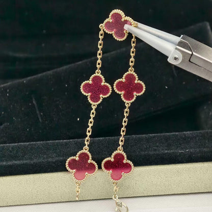 [AM Jewels]NEW CLOVER 5 MOTIFS PINK ENAMEL BRACELET