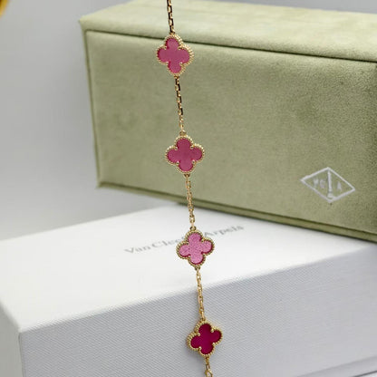 [AM Jewels]NEW CLOVER 5 MOTIFS PINK ENAMEL BRACELET