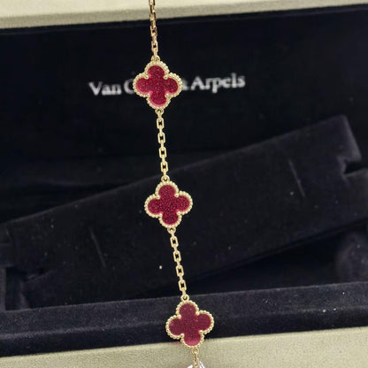 [AM Jewels]NEW CLOVER 5 MOTIFS PINK ENAMEL BRACELET