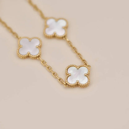 [Am jewelry]CLOVER WHITE PEARL MOP 5 MOTIF BRACELET COLLECTION