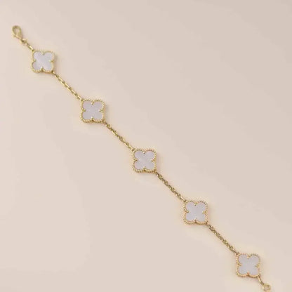 [Am jewelry]CLOVER WHITE PEARL MOP 5 MOTIF BRACELET COLLECTION