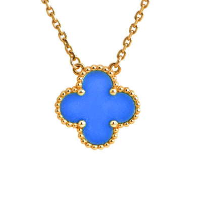 [Am jewelry]CLOVER 15MM BLUE AGATE NECKLACE