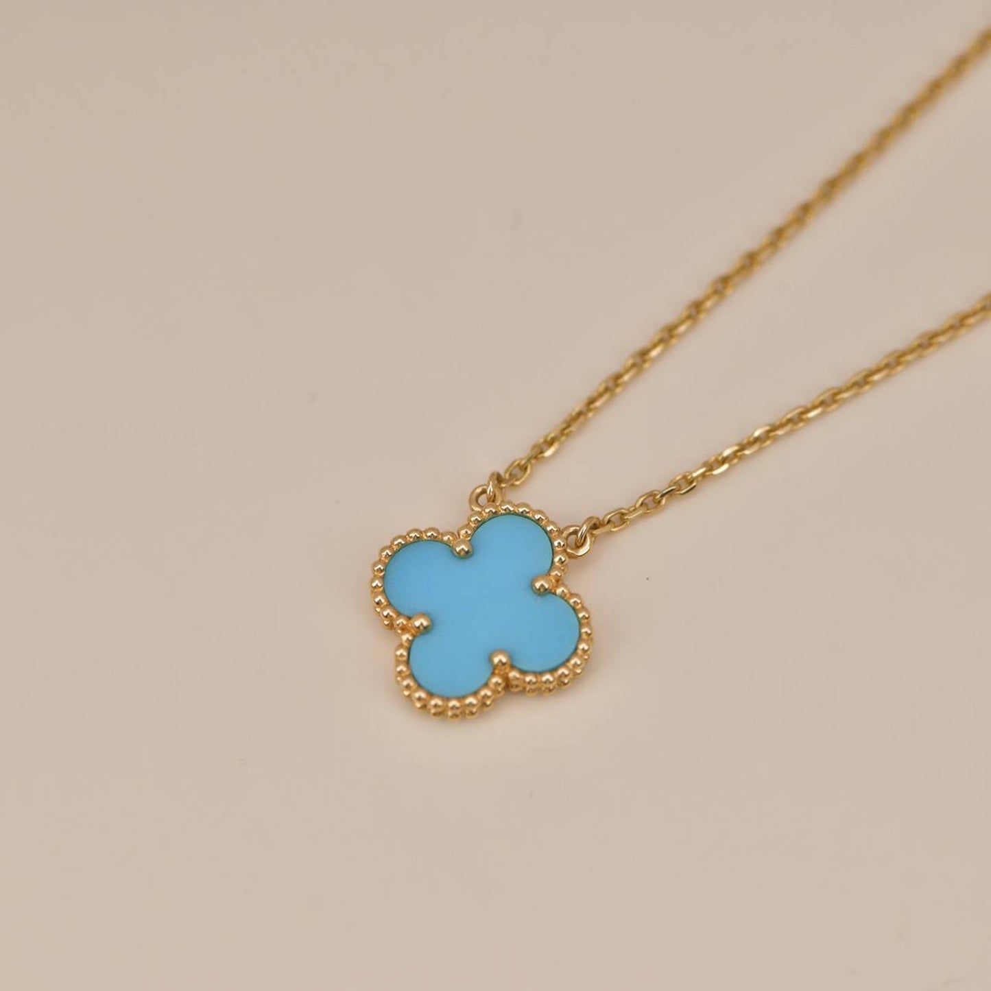 [Am jewelry]CLOVER 15MM VINTAGE TURQUOISE NECKLACE