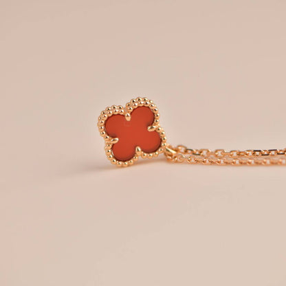 [Am jewelry]CLOVER MINI 9.5MM WHITE CARNELIANS NECKLACE