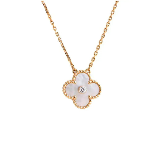 [Am jewelry]CLOVER 15MM DIAMOND WHITE FRITILLARIA NECKLACE