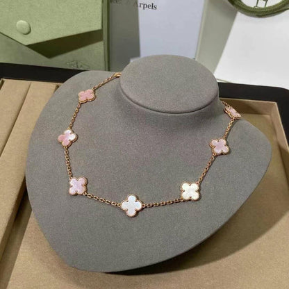 [Am jewelry]CLOVER 10 MOTIFS PINK MOP NECKLACE