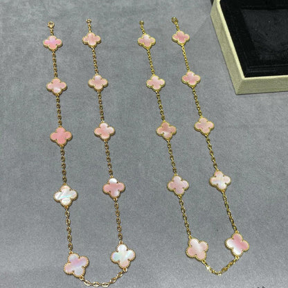 [Am jewelry]CLOVER 10 MOTIFS PINK MOP NECKLACE