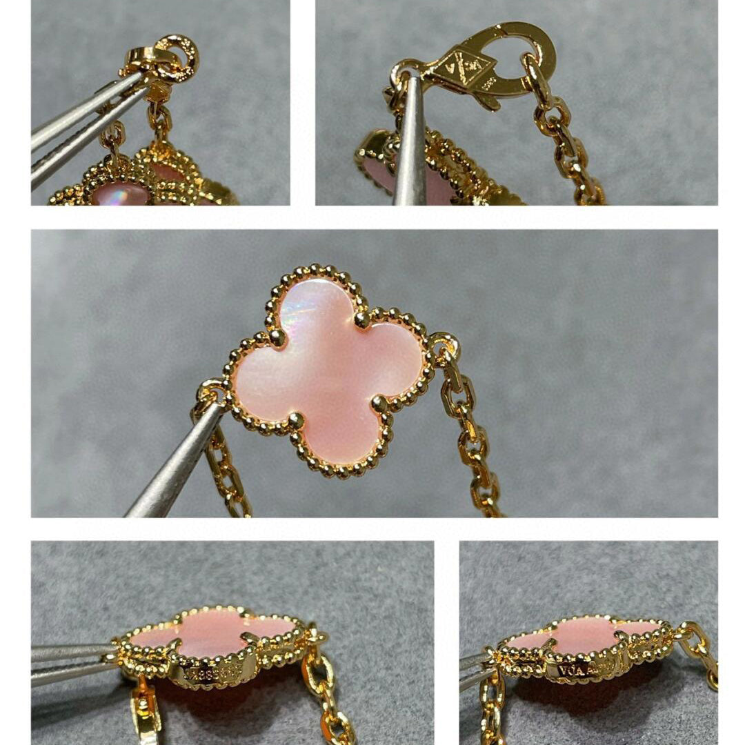 [Am jewelry]CLOVER 10 MOTIFS PINK MOP NECKLACE