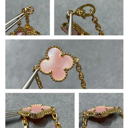 [Am jewelry]CLOVER 10 MOTIFS PINK MOP NECKLACE