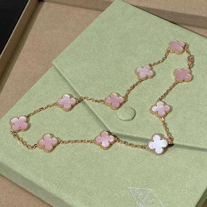 [Am jewelry]CLOVER 10 MOTIFS PINK MOP NECKLACE