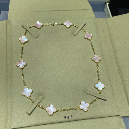 [Am jewelry]CLOVER 10 MOTIFS PINK MOP NECKLACE