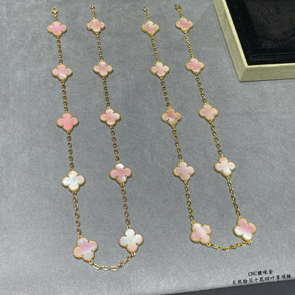 [Am jewelry]CLOVER 10 MOTIFS PINK MOP NECKLACE
