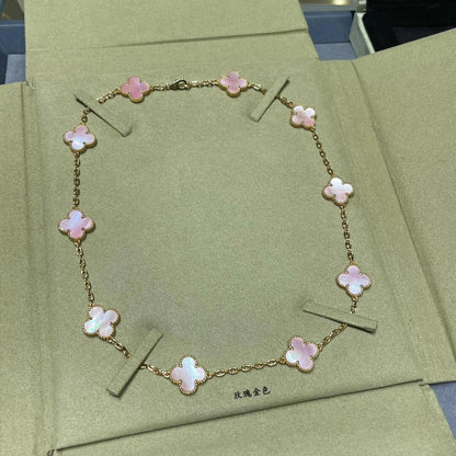 [Am jewelry]CLOVER 10 MOTIFS PINK MOP NECKLACE
