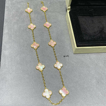 [Am jewelry]CLOVER 10 MOTIFS PINK MOP NECKLACE