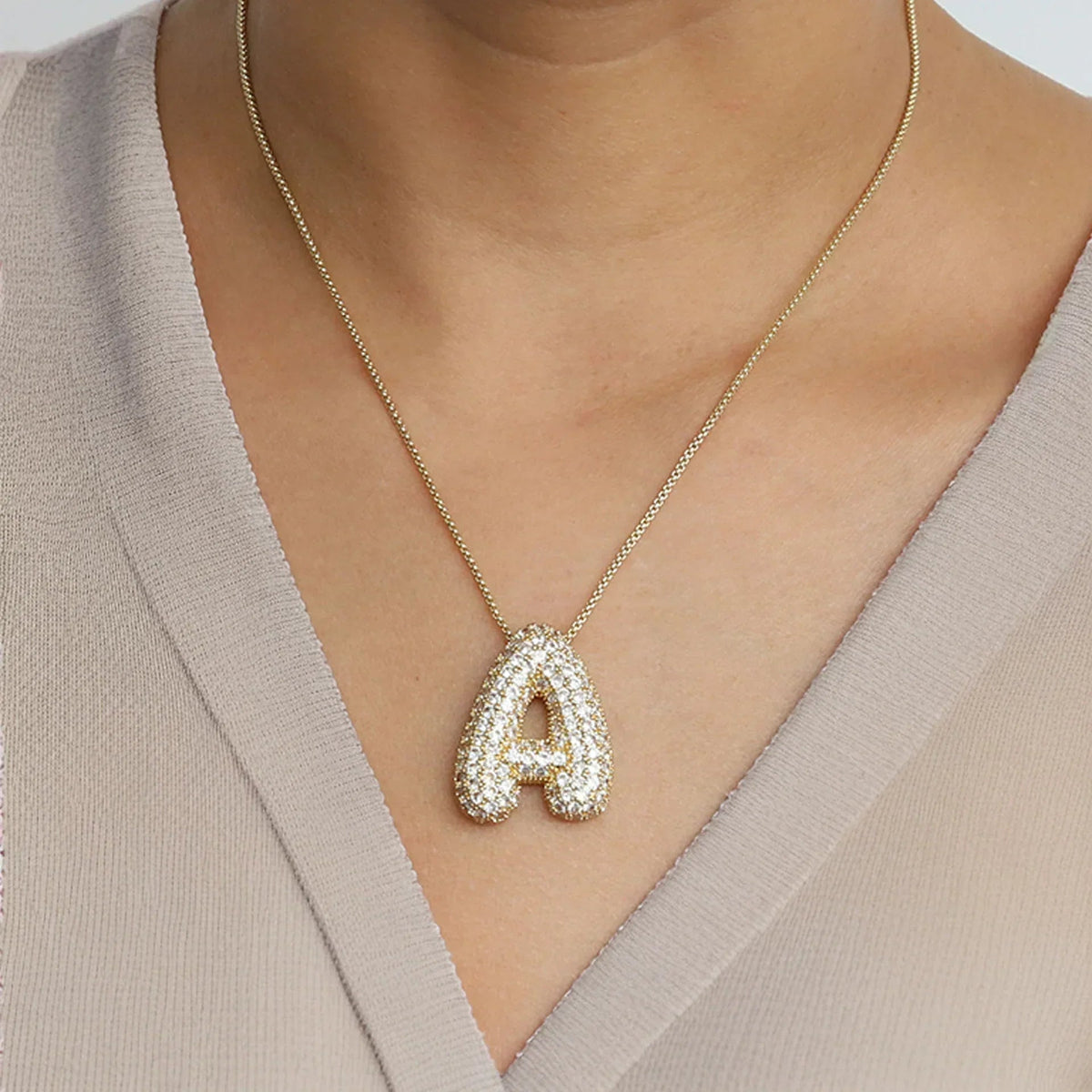 [AM Jewels]Bubble Initial Diamond Necklace