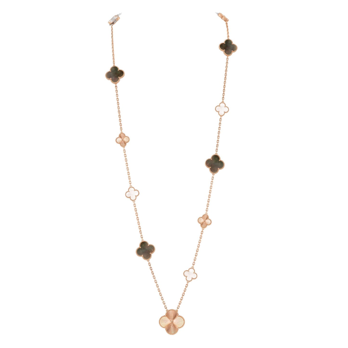 [Am jewelry]DETACHABLE CLOVER 15(11+4) FLOWER ROSE GOLD NECKLACE SET