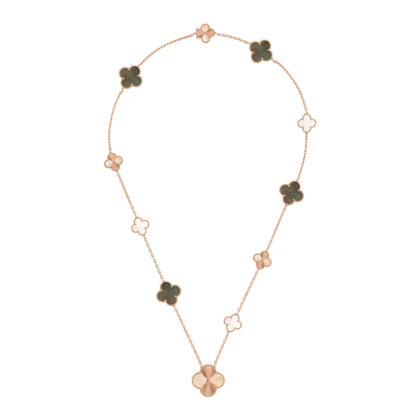 [Am jewelry]DETACHABLE CLOVER 15(11+4) FLOWER ROSE GOLD NECKLACE SET