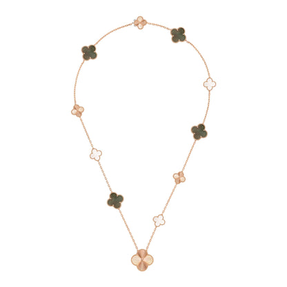 [Am jewelry]DETACHABLE CLOVER 15(11+4) FLOWER ROSE GOLD NECKLACE SET