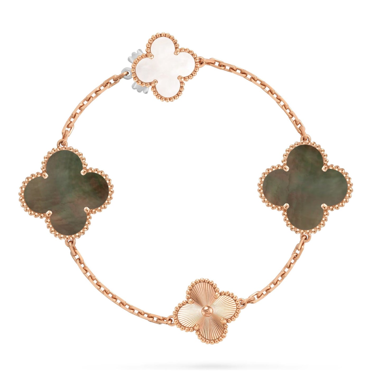 [Am jewelry]DETACHABLE CLOVER 15(11+4) FLOWER ROSE GOLD NECKLACE SET