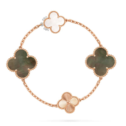[Am jewelry]DETACHABLE CLOVER 15(11+4) FLOWER ROSE GOLD NECKLACE SET