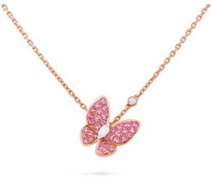 [Am jewelry]BUTTERFLY RED DIAMOND ROSE GOLD NECKLACE