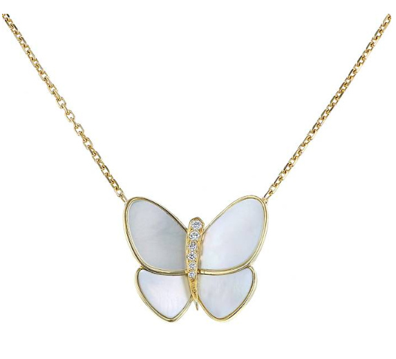 [Am jewelry]BUTTERFLY GOLD MOP DIAMOND NECKLACE