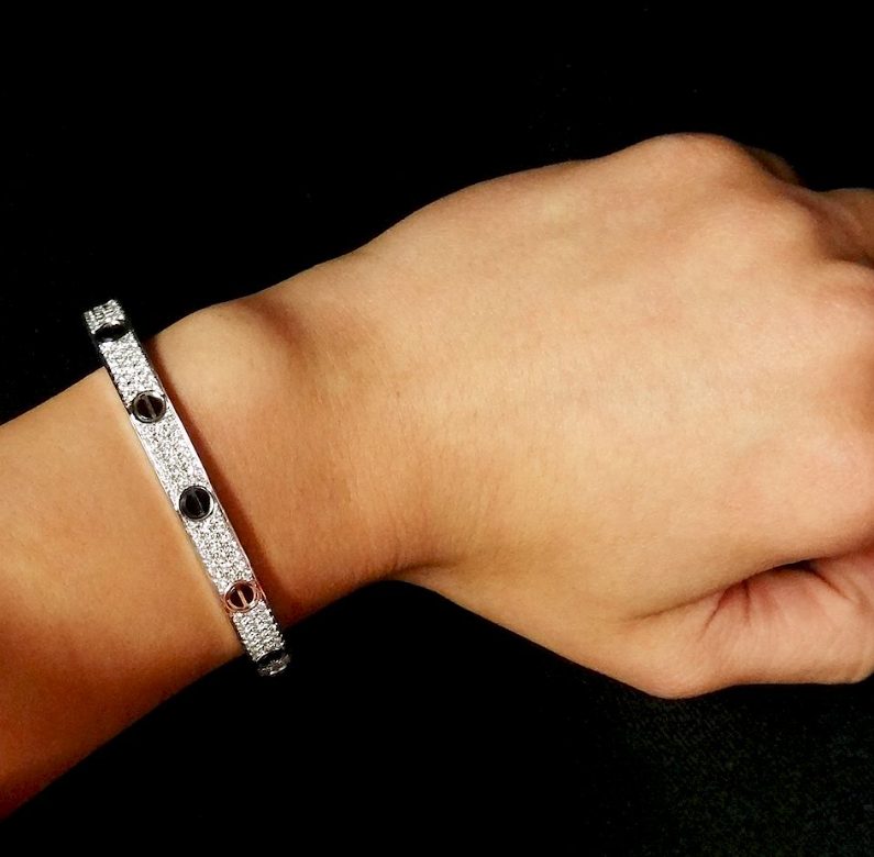 [Am jewelry]LOVE BRACELET 6.1MM DIAMOND-PAVED CERAMIC