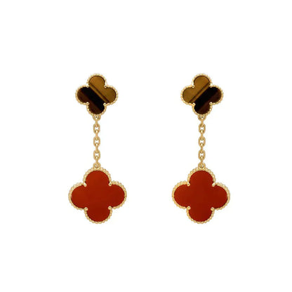 [Am jewelry]CLOVER  2 MOTIF  TIGER EYE CARNELIAN EARRINGS
