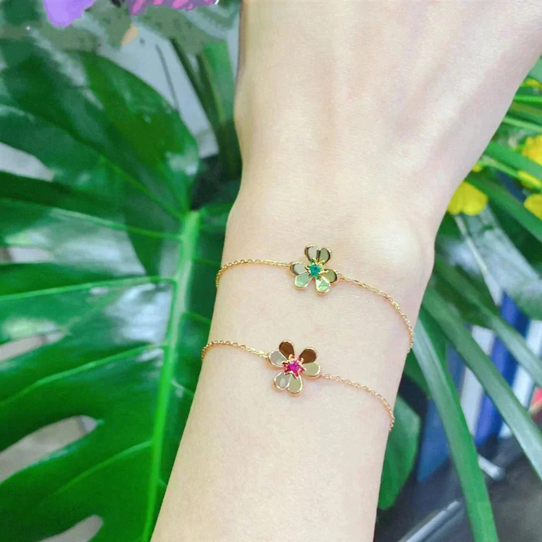 [Am jewelry]FRIVOLE GOLD FLOWER PINK MALACHITE BRACELET