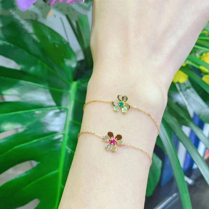 [Am jewelry]FRIVOLE GOLD FLOWER PINK MALACHITE BRACELET