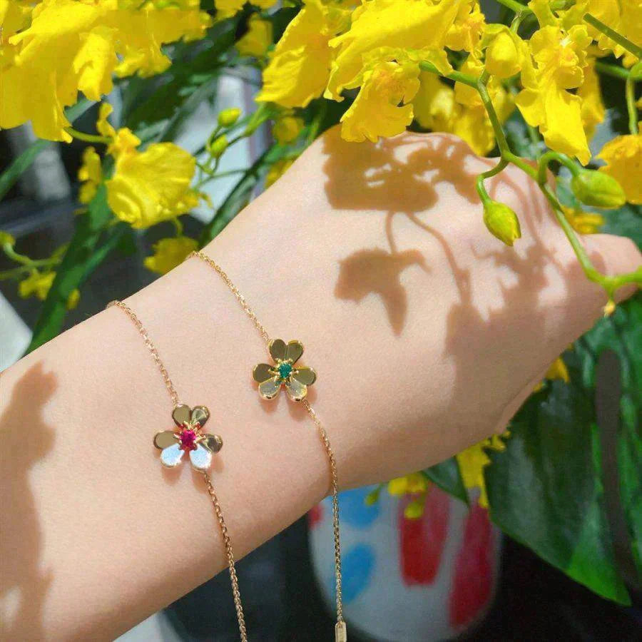 [Am jewelry]FRIVOLE GOLD FLOWER PINK MALACHITE BRACELET