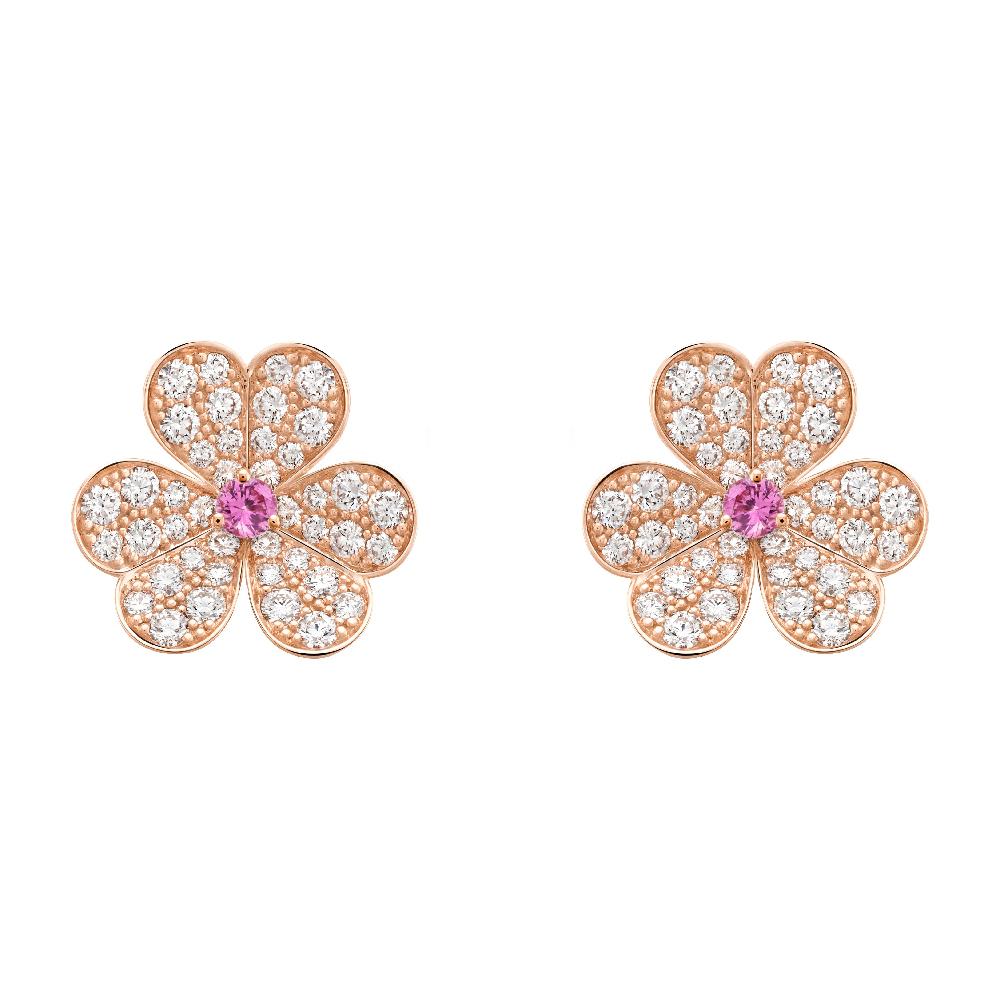 [Am jewelry]FRIVOLE PINK GOLD FLOWER DIAMOND EARRINGS