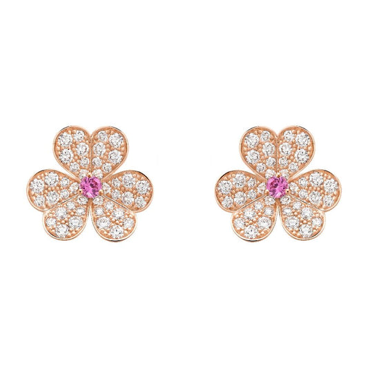 [Am jewelry]FRIVOLE PINK GOLD FLOWER DIAMOND EARRINGS