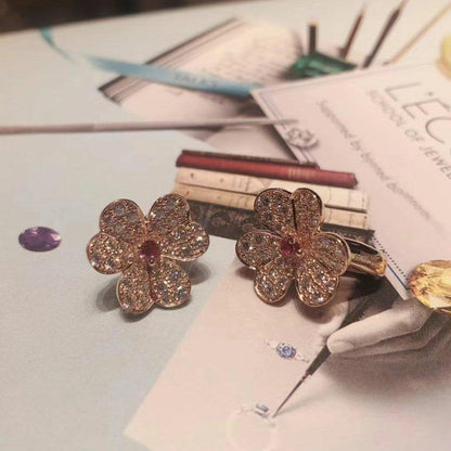 [Am jewelry]FRIVOLE PINK GOLD FLOWER DIAMOND EARRINGS
