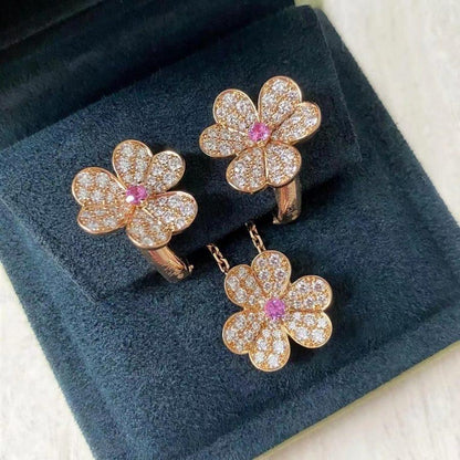 [Am jewelry]FRIVOLE PINK GOLD FLOWER DIAMOND EARRINGS