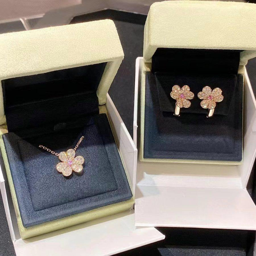 [Am jewelry]FRIVOLE PINK GOLD FLOWER DIAMOND EARRINGS